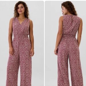 Gap Red Floral Jumpsuit with Pockets